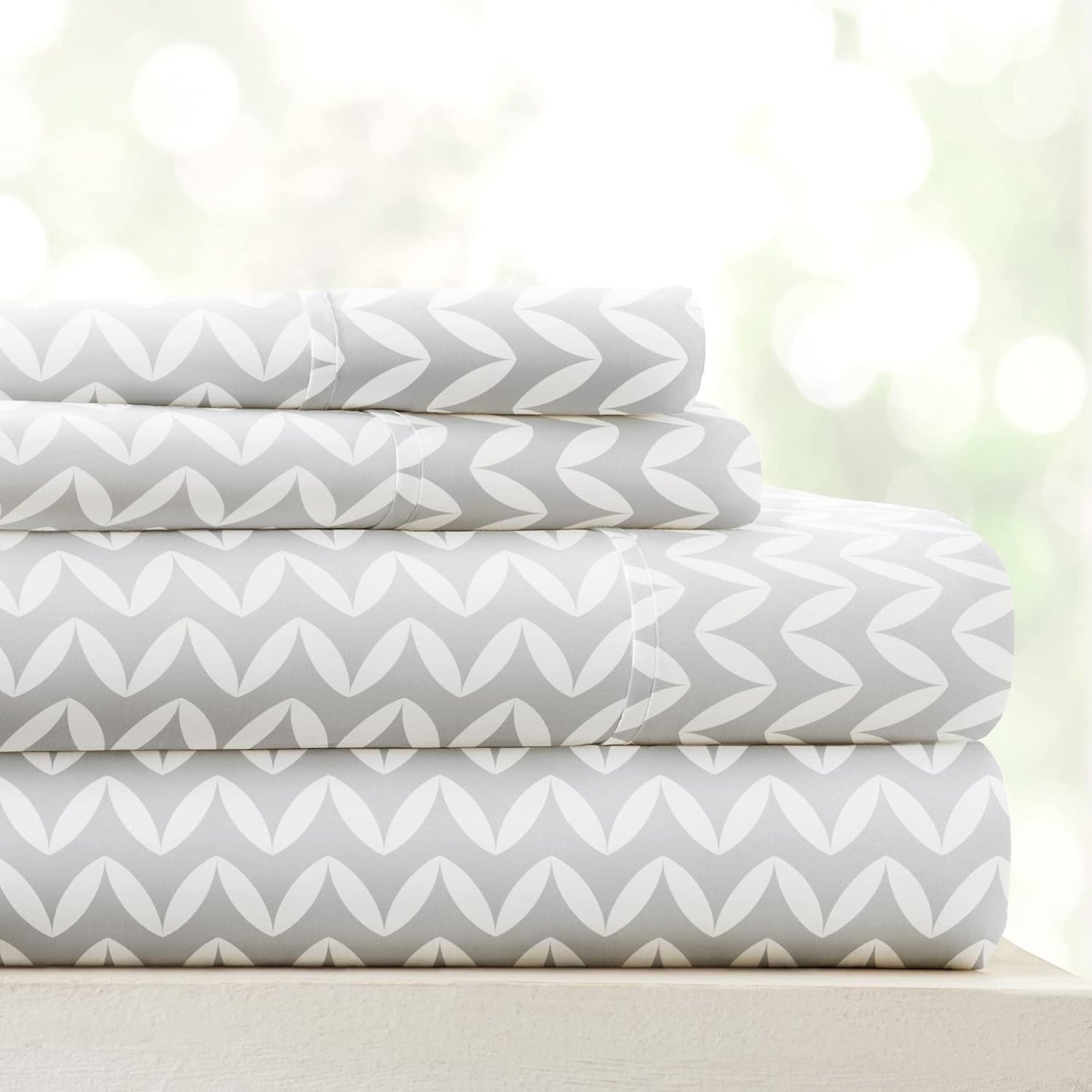 Linen Market 4 Piece Full Bedding Sheet Set (Gray Chevron) - Sleep Better Than Ever with These Ultra-Soft & Cooling Bed Sheets for Your Full Size Bed - Deep Pocket Fits 16" Mattress