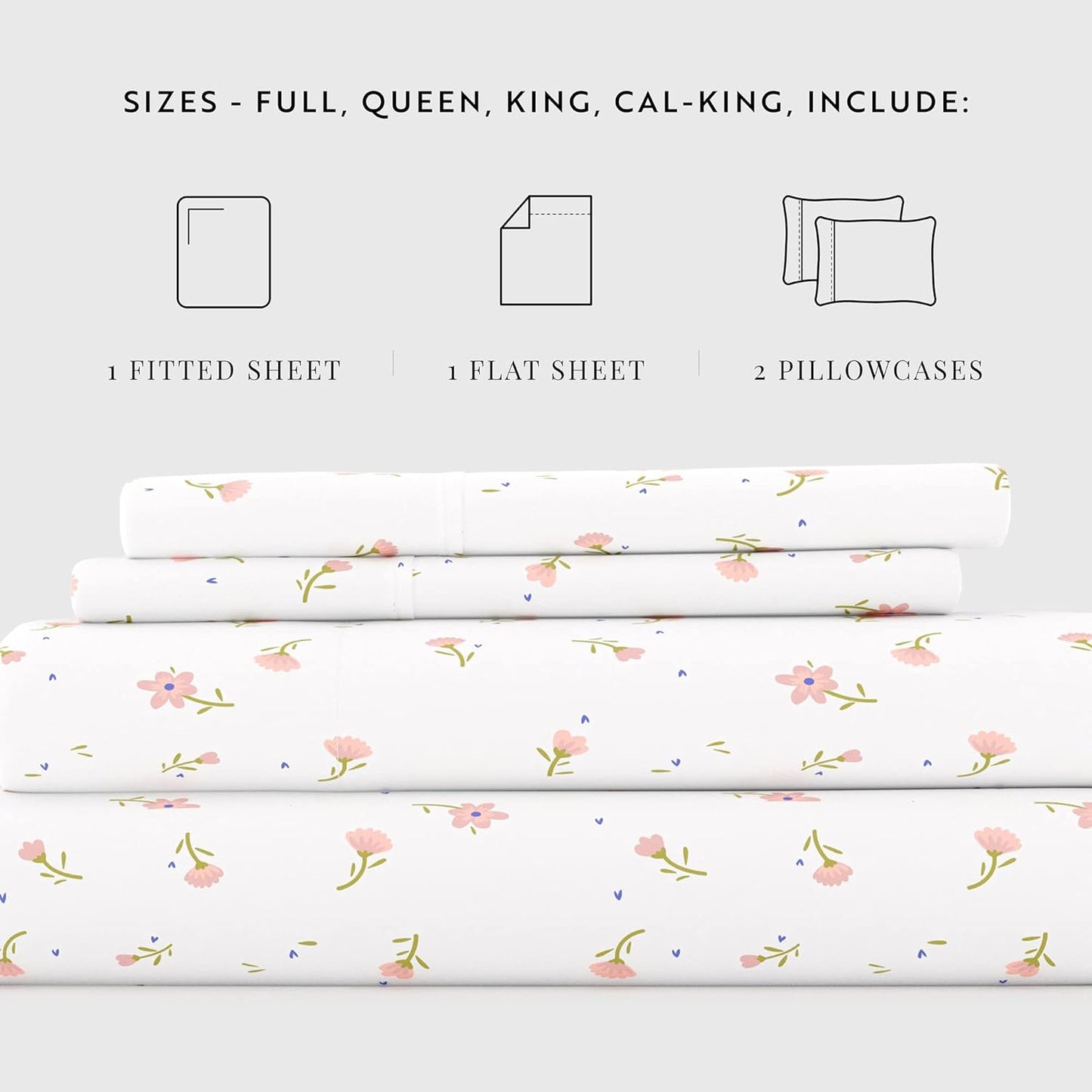 Linen Market 4 Piece California King Bedding Sheet Set (Pink Floral) - Sleep Better Than Ever with These Ultra-Soft & Cooling Bed Sheets for Your Cal King Size Bed - Deep Pocket Fits 16" Mattress