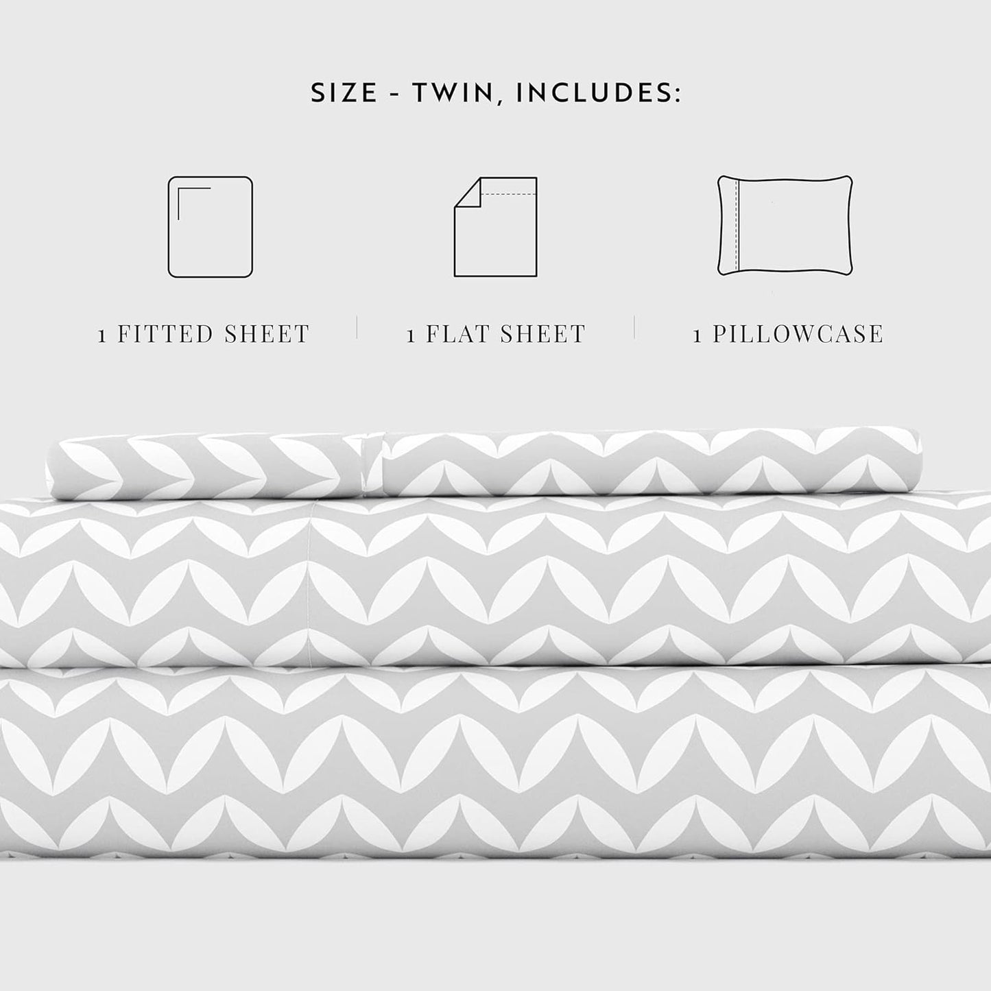 Linen Market 4 Piece Queen Bedding Sheet Set (Gray Chevron) - Sleep Better Than Ever with These Ultra-Soft & Cooling Bed Sheets for Your Queen Size Bed - Deep Pocket Fits 16" Mattress