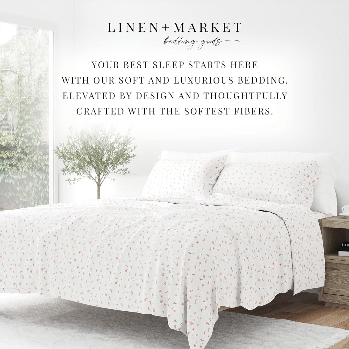 Linen Market 4 Piece California King Bedding Sheet Set (Pink Floral) - Sleep Better Than Ever with These Ultra-Soft & Cooling Bed Sheets for Your Cal King Size Bed - Deep Pocket Fits 16" Mattress