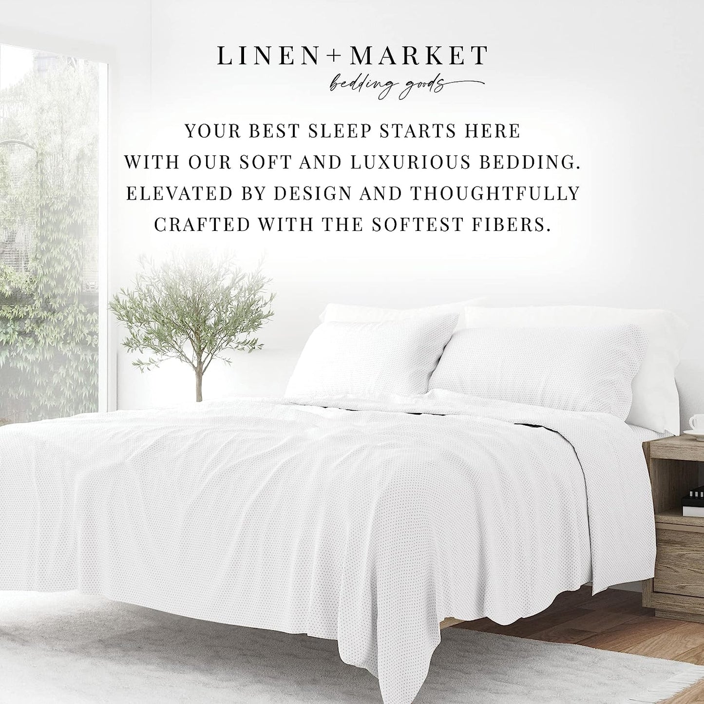 Linen Market 4 Piece Queen Bedding Sheet Set (Gray Stippled) - Sleep Better Than Ever with These Ultra-Soft & Cooling Bed Sheets for Your Queen Size Bed - Deep Pocket Fits 16" Mattress