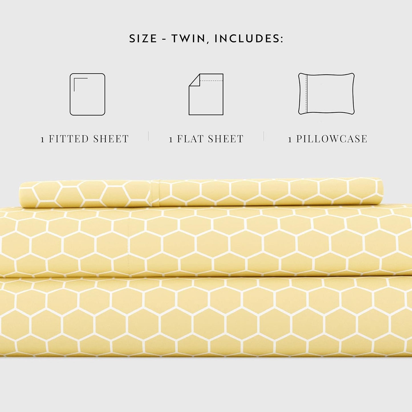 Linen Market 3 Piece Twin Bedding Sheet Set (Yellow Geometric) - Sleep Better Than Ever with These Ultra-Soft & Cooling Bed Sheets for Your Twin Size Bed - Deep Pocket Fits 16" Mattress