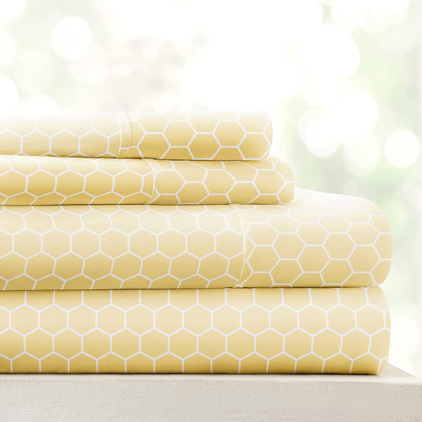 Linen Market 4 Piece California King Bedding Sheet Set (Yellow Geometric) - Sleep Better Than Ever with These Ultra-Soft & Cooling Bed Sheets for Your Cal King Size Bed - Deep Pocket Fits 16" Mattress