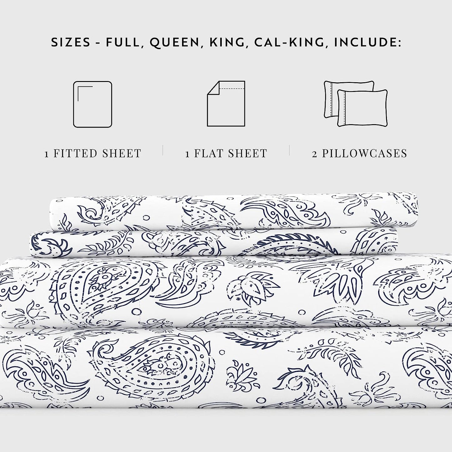 Linen Market 4 Piece Queen Bedding Sheet Set (Navy Floral) - Sleep Better Than Ever with These Ultra-Soft & Cooling Bed Sheets for Your Queen Size Bed - Deep Pocket Fits 16" Mattress