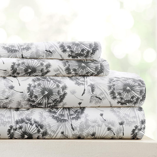 Linen Market 4 Piece California King Bedding Sheet Set (Gray Floral) - Sleep Better Than Ever with These Ultra-Soft & Cooling Bed Sheets for Your Cal King Size Bed - Deep Pocket Fits 16" Mattress