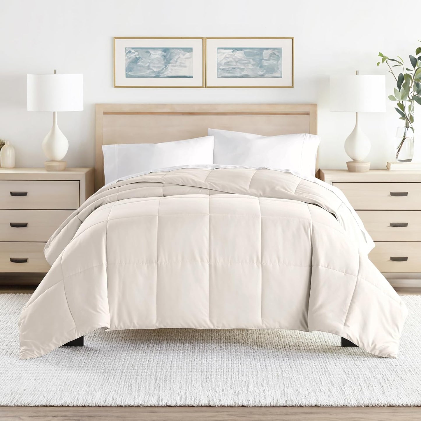 Linen Market Queen Comforter (1 Piece - Ivory) - Bring Luxury Home with Our Soft and Lightweight Down Alternative Comforters Queen Size - Can Also fit as Comforter Full Size