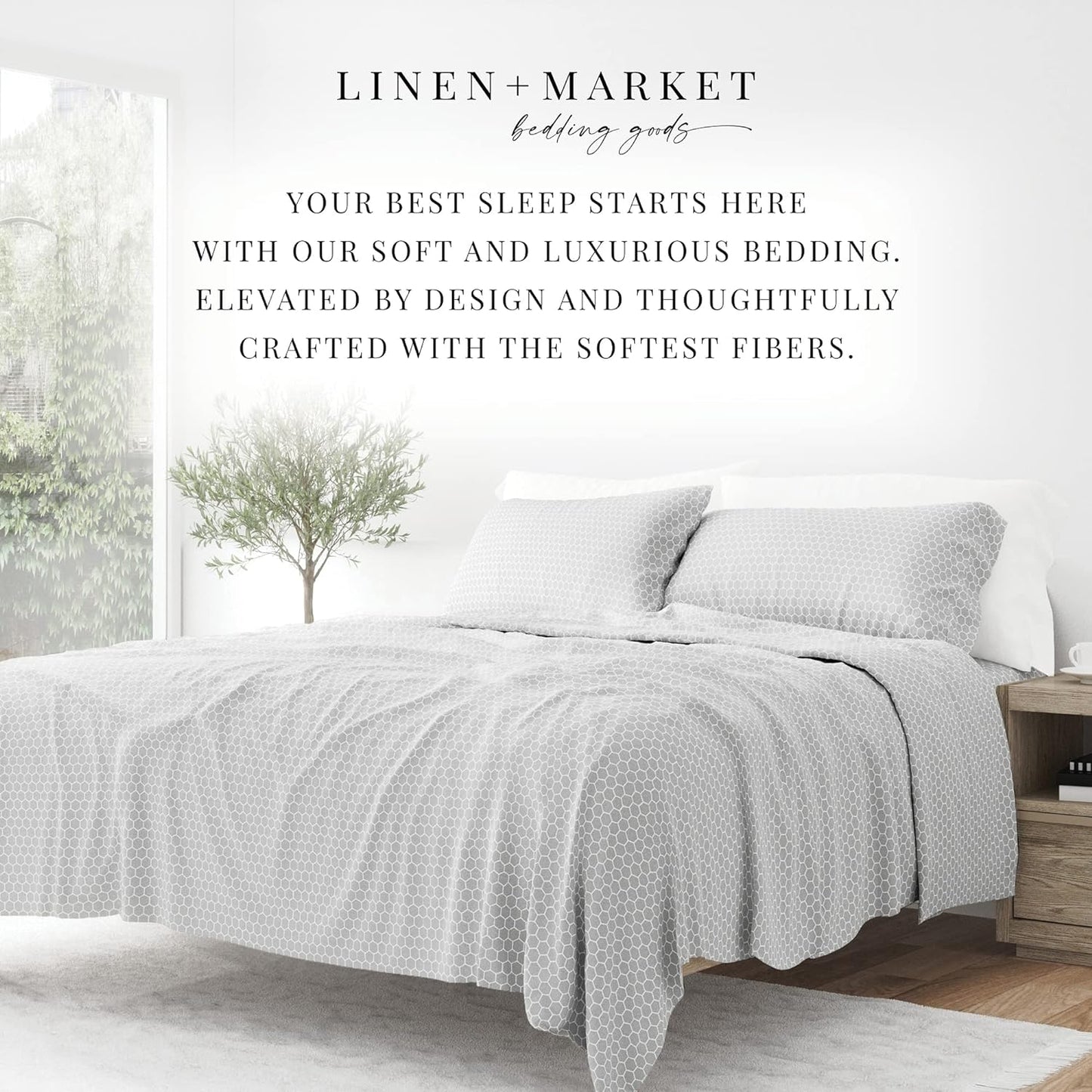 Linen Market 4 Piece King Bedding Sheet Set (Gray Geometric) - Sleep Better Than Ever with These Ultra-Soft & Cooling Bed Sheets for Your King Size Bed - Deep Pocket Fits 16" Mattress