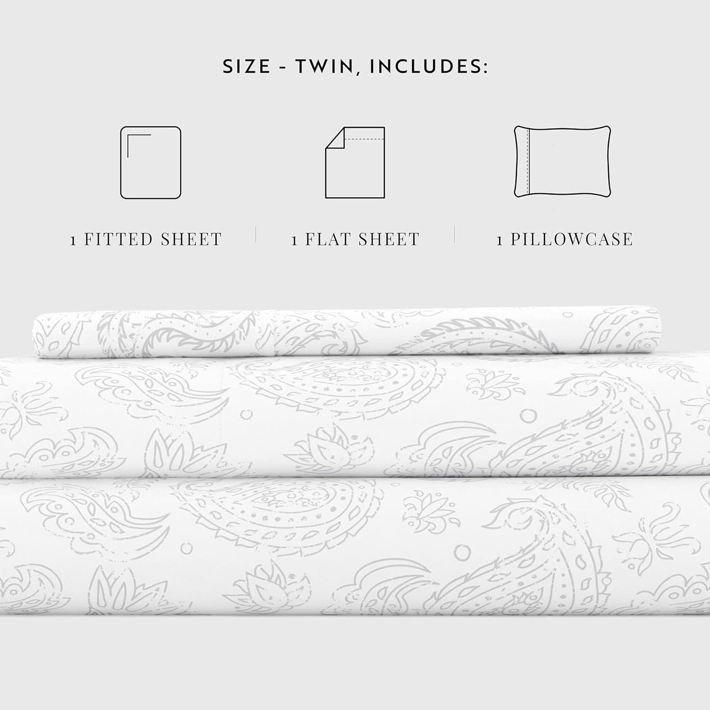 Linen Market 3 Piece Twin Bedding Sheet Set (Gray Floral) - Sleep Better Than Ever with These Ultra-Soft & Cooling Bed Sheets for Your Twin Size Bed - Deep Pocket Fits 16" Mattress