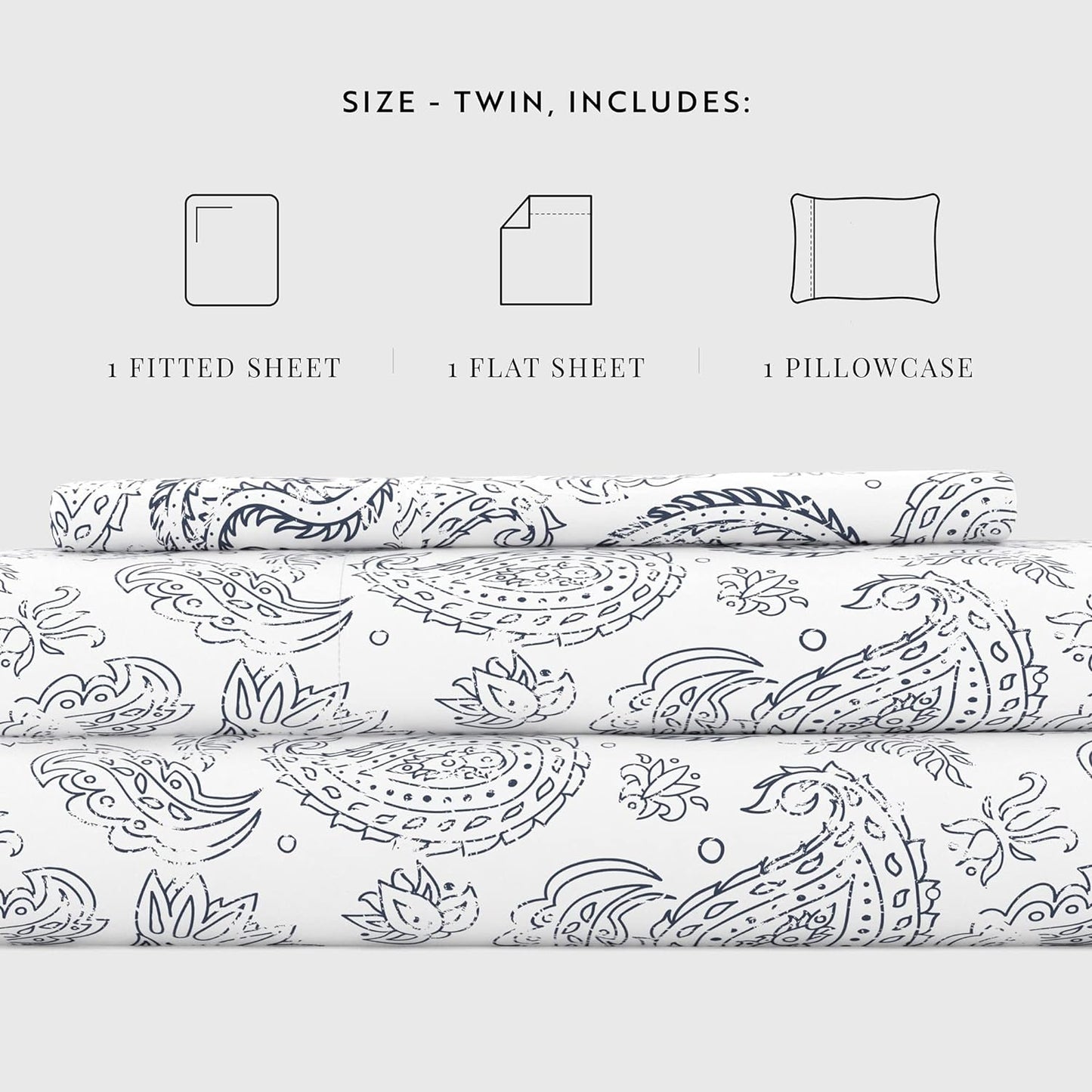 Linen Market 3 Piece Twin Bedding Sheet Set (Navy Floral) - Sleep Better Than Ever with These Ultra-Soft & Cooling Bed Sheets for Your Twin Size Bed - Deep Pocket Fits 16" Mattress