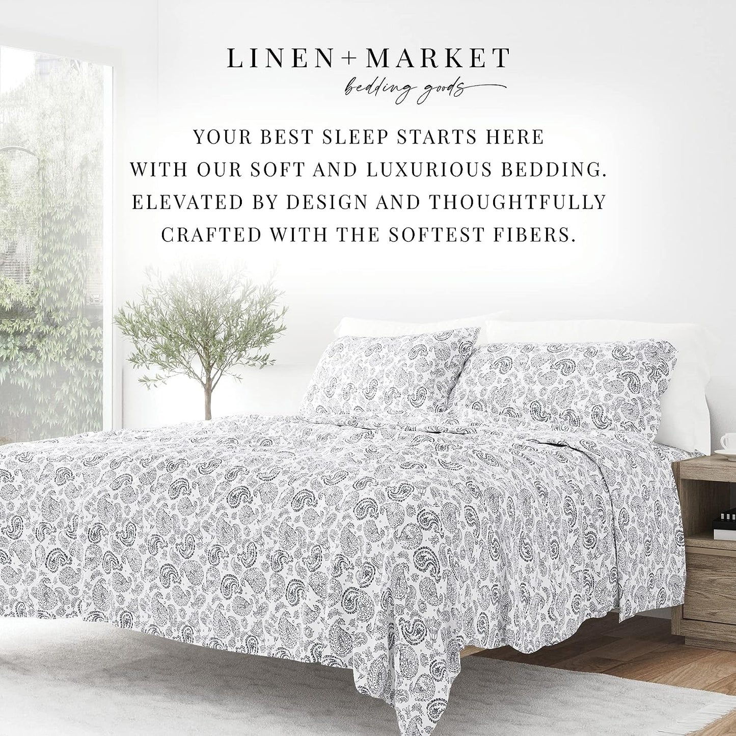 Linen Market 4 Piece Queen Bedding Sheet Set (Navy Floral) - Sleep Better Than Ever with These Ultra-Soft & Cooling Bed Sheets for Your Queen Size Bed - Deep Pocket Fits 16" Mattress